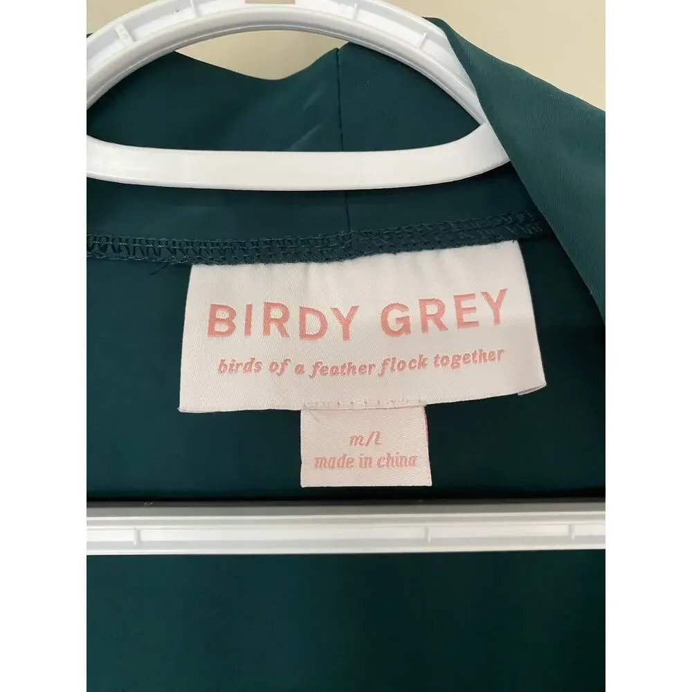 Birdy Grey Robe Dress Ruffle Detail Waist Tie Emerald Green Size M / L